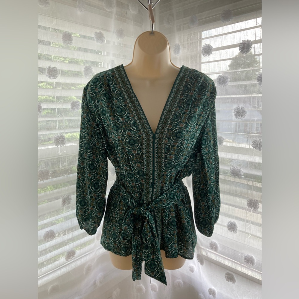 printed long sleeve blouse